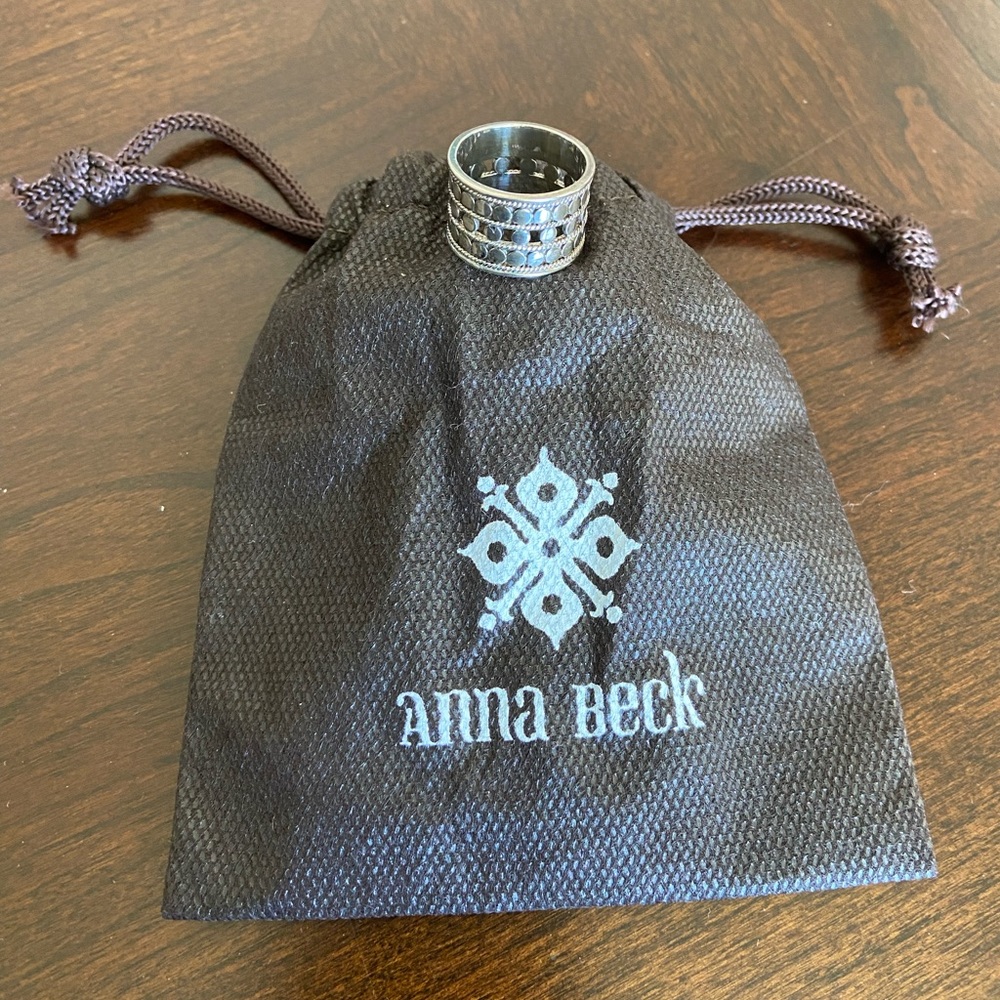 Anna Beck Gili Dot Cigar Band Ring Sterling Silver Size 6.75-7